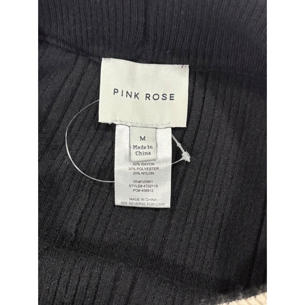 2 Piece Lounge Pink Rose Black & White Ribbed Cardigan Sweater With Pants M - Picture 14 of 16